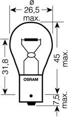 7506ULT02B OSRAM Лампа накаливания P21W 12V 21W BA15s Ultra Life (компл.) (пр-во ) 7506ULT-02B